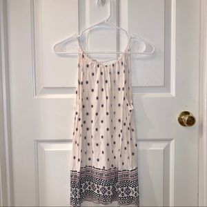 Tie-Back High Neck Patterned Tank Top